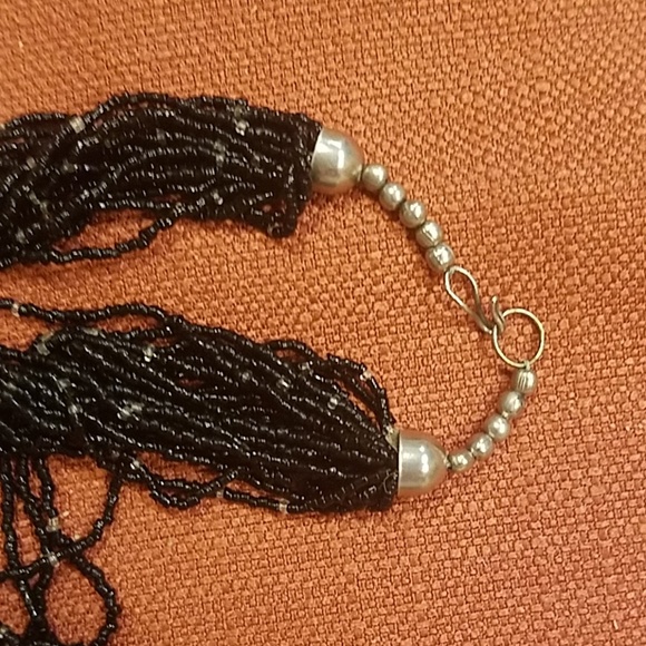 Vintage Elephant Black and Silver Bead Necklace - Picture 2 of 7
